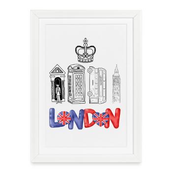 Drapeau London Love Heart - Affiche encadrée (27 × 37 cm) - blanc - Devant