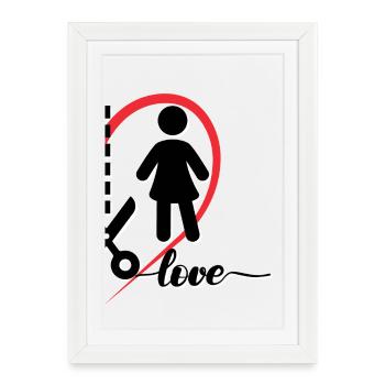 Une femme avec un cœur et l’inscription moitié droite - Affiche encadrée (27 × 37 cm) - blanc - Devant