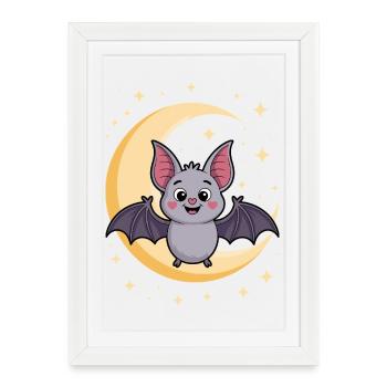 Nocturnal Bat Cat Design - Framed poster (27 × 37 cm) - white - Front