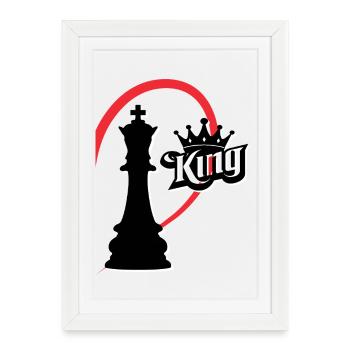 Roi des échecs moitié droite - Affiche encadrée (27 × 37 cm) - blanc - Devant