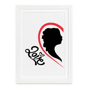 Une femme avec l’inscription demi-cœur - Affiche encadrée (27 × 37 cm) - blanc - Devant