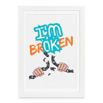 Hands breaking a chain with an inscription - Framed poster (27 × 37 cm) - white - Front