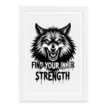 Conception du t-shirt Fierce Wolf Emblem - Affiche encadrée (27 × 37 cm) - blanc - Devant
