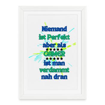 Creative gaming saying with fireworks - Framed poster (27 × 37 cm) - white - Front
