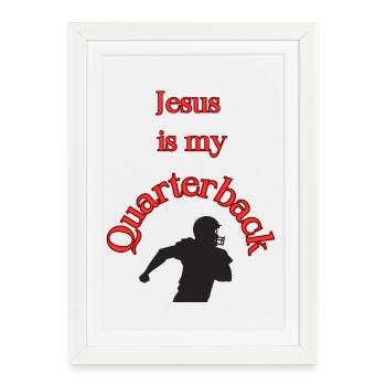 Jésus est mon quarterback T-shirt - Affiche encadrée (27 × 37 cm) - blanc - Devant
