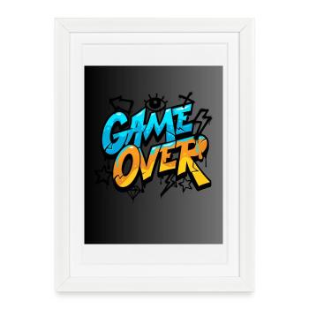 Graffiti Style Game Over Design - Affiche encadrée (27 × 37 cm) - blanc - Devant