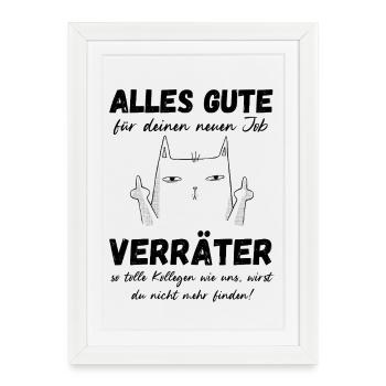 Chat traître Collègues Collègues Adieu - Affiche encadrée (27 × 37 cm) - blanc - Devant