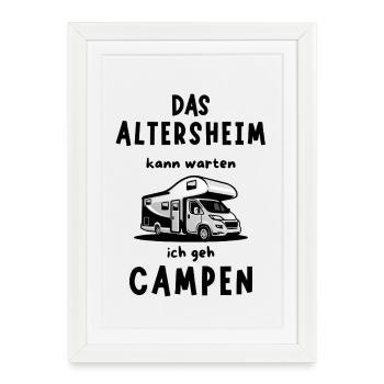 Camping Retraités Maison de retraite Camping-car - Affiche encadrée (27 × 37 cm) - blanc - Devant