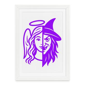 Angel Witch Duality Silhouette - Framed poster (27 × 37 cm) - white - Front
