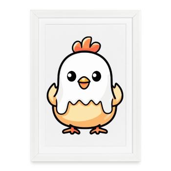 Poulet Halloween fantôme - Affiche encadrée (27 × 37 cm) - blanc - Devant