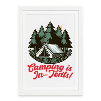 Camping en Tentes Nuit - Affiche encadrée (27 × 37 cm) - blanc - Devant