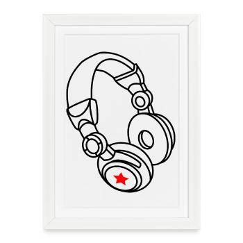 Headphones Star: Music & Party Vibes - Framed poster (27 × 37 cm) - white - Front