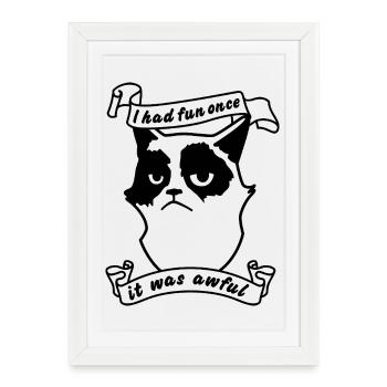 Mürrischer Kater – I Had Fun Once Katzenwitz - Framed poster (27 × 37 cm) - white - Front