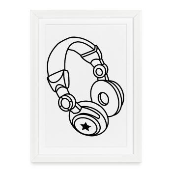 Headphones Star: Music & Party Vibes - Framed poster (27 × 37 cm) - white - Front