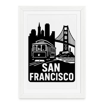 San Francisco Silhouette - Affiche encadrée (27 × 37 cm) - blanc - Devant