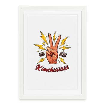Sag Kimchiiiiii – Victory Hand Korea Fun Design - Framed poster (27 × 37 cm) - white - Front