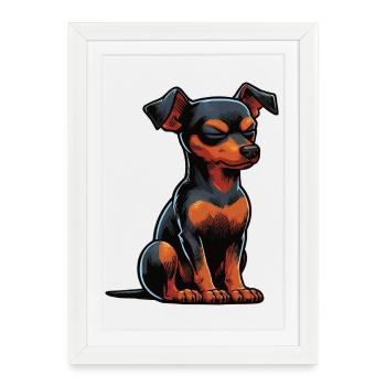 Pinscher miniature Pinscher Pinscher Pinscher Propriétaire Minpin - Affiche encadrée (27 × 37 cm) - blanc - Devant
