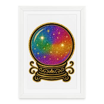 Rainbow Crystal Ball Glamour | Crystal ball - Framed poster (27 × 37 cm) - white - Front
