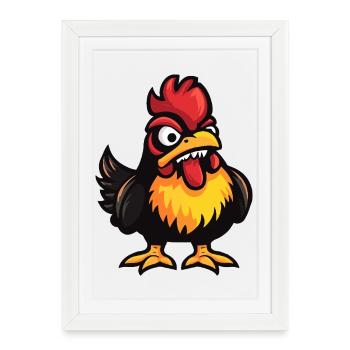 Coq Halloween Zombie - Affiche encadrée (27 × 37 cm) - blanc - Devant