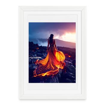 Robe semblable à du feu sur un champ de lave - Affiche encadrée (27 × 37 cm) - blanc - Devant