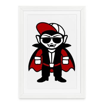 Cool vampire cartoon with sunglasses and cap - Framed poster (27 × 37 cm) - white - Front