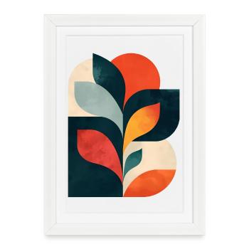 Collage botanique abstrait - Art géométrique moderne - Affiche encadrée (27 × 37 cm) - blanc - Devant