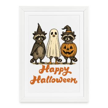 Halloween Raccoons Ghostly Halloween  - Framed poster (27 × 37 cm) - white - Front