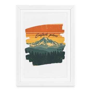 Jacaranda "Just Go" Mountain Landscape - Framed poster (27 × 37 cm) - white - Front