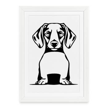T-shirt chien teckel cadeau - Affiche encadrée (27 × 37 cm) - blanc - Devant