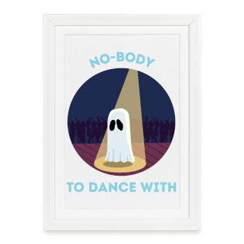 Personne à danser avec un jeu de mots fantôme d’Halloween - Affiche encadrée (27 × 37 cm) - blanc - Devant