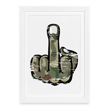 Doigt d’honneur Stinky Finger Design Army - Affiche encadrée (27 × 37 cm) - blanc - Devant