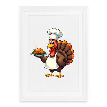 Cuisinier de dinde de Thanksgiving Thanksgiving - Affiche encadrée (27 × 37 cm) - blanc - Devant