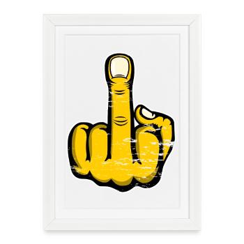 Majeur Stinky Finger Design Jaune utilisé - Affiche encadrée (27 × 37 cm) - blanc - Devant