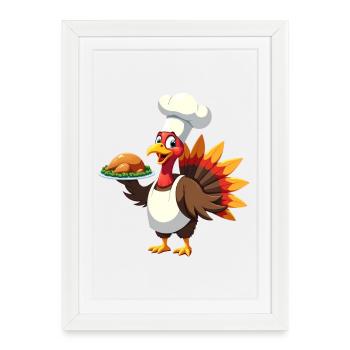 Cuisinier de dinde de Thanksgiving Thanksgiving - Affiche encadrée (27 × 37 cm) - blanc - Devant