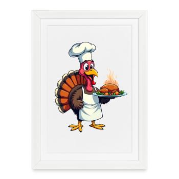 Cuisinier de dinde de Thanksgiving Thanksgiving - Affiche encadrée (27 × 37 cm) - blanc - Devant