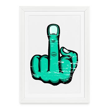 Majeur Stinky Finger Design Vert utilisé - Affiche encadrée (27 × 37 cm) - blanc - Devant