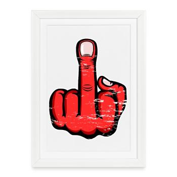 Majeur Stinky Finger Design Rouge utilisé - Affiche encadrée (27 × 37 cm) - blanc - Devant