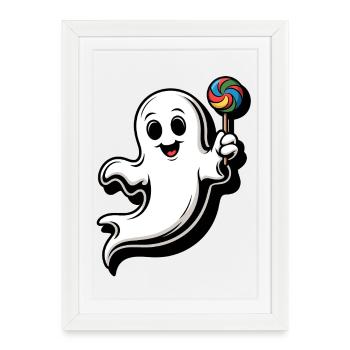 Fröhlicher Geist mit Lollipop - Gerahmtes Poster (27 × 37 cm) - Weiß - Vorne