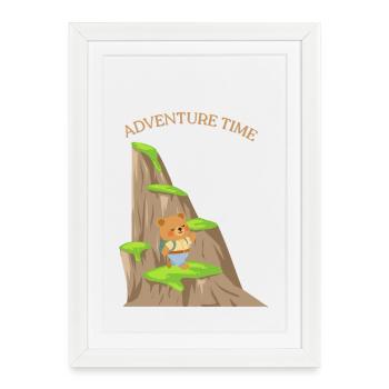 Petit ours en tournée - Affiche encadrée (27 × 37 cm) - blanc - Devant