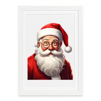 Dessin animé drôle Père Noël - Affiche encadrée (27 × 37 cm) - blanc - Devant