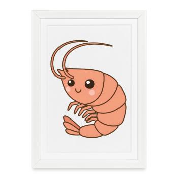 Crevettes Garnele - Affiche encadrée (27 × 37 cm) - blanc - Devant