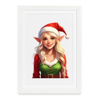 Elfe de Noël (elfe de Noël femelle) - Affiche encadrée (27 × 37 cm) - blanc - Devant