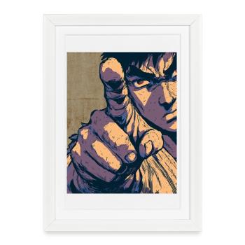 Combattant d’arts martiaux de dessin animé pointant du doigt - Affiche encadrée (27 × 37 cm) - blanc - Devant