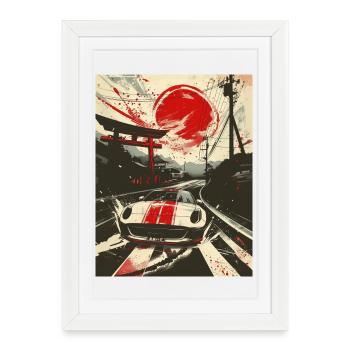 Red Sun JDM Art Road Race from Japan - Framed poster (27 × 37 cm) - white - Front
