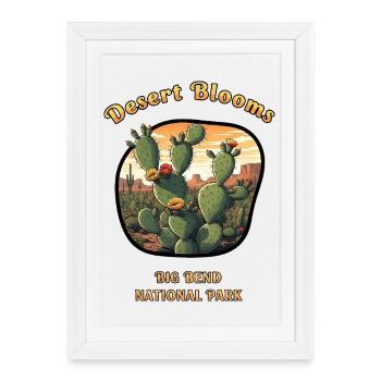 Big Bend National Park Desert Cacti Flowers Nature - Framed poster (27 × 37 cm) - white - Front