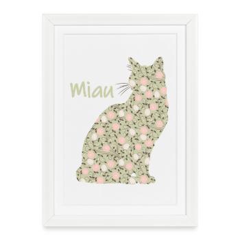 Meow - Cat - Framed poster (27 × 37 cm) - white - Front