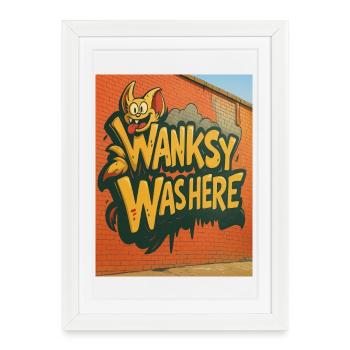Wanksy Was Here Graffiti - Framed poster (27 × 37 cm) - white - Front
