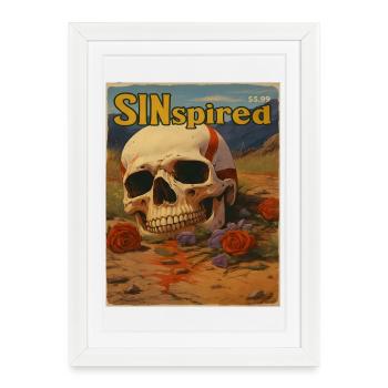Inspired by Sins, Skull in the Desert - Framed poster (27 × 37 cm) - white - Front