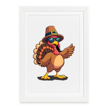 Thanksgiving Drôle Dinde de Thanksgiving - Affiche encadrée (27 × 37 cm) - blanc - Devant