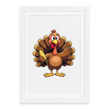 Thanksgiving Drôle Dinde de Thanksgiving - Affiche encadrée (27 × 37 cm) - blanc - Devant
